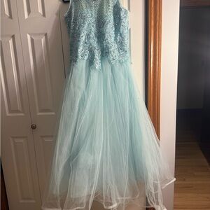 Source Unknown Light Blue Lace and Tulle Dress